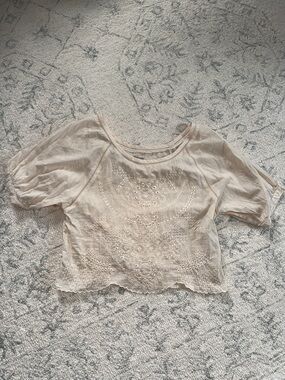 Urban Outfitters Ecote Cream Eyelet Embroidered Scoop Neck Blouse